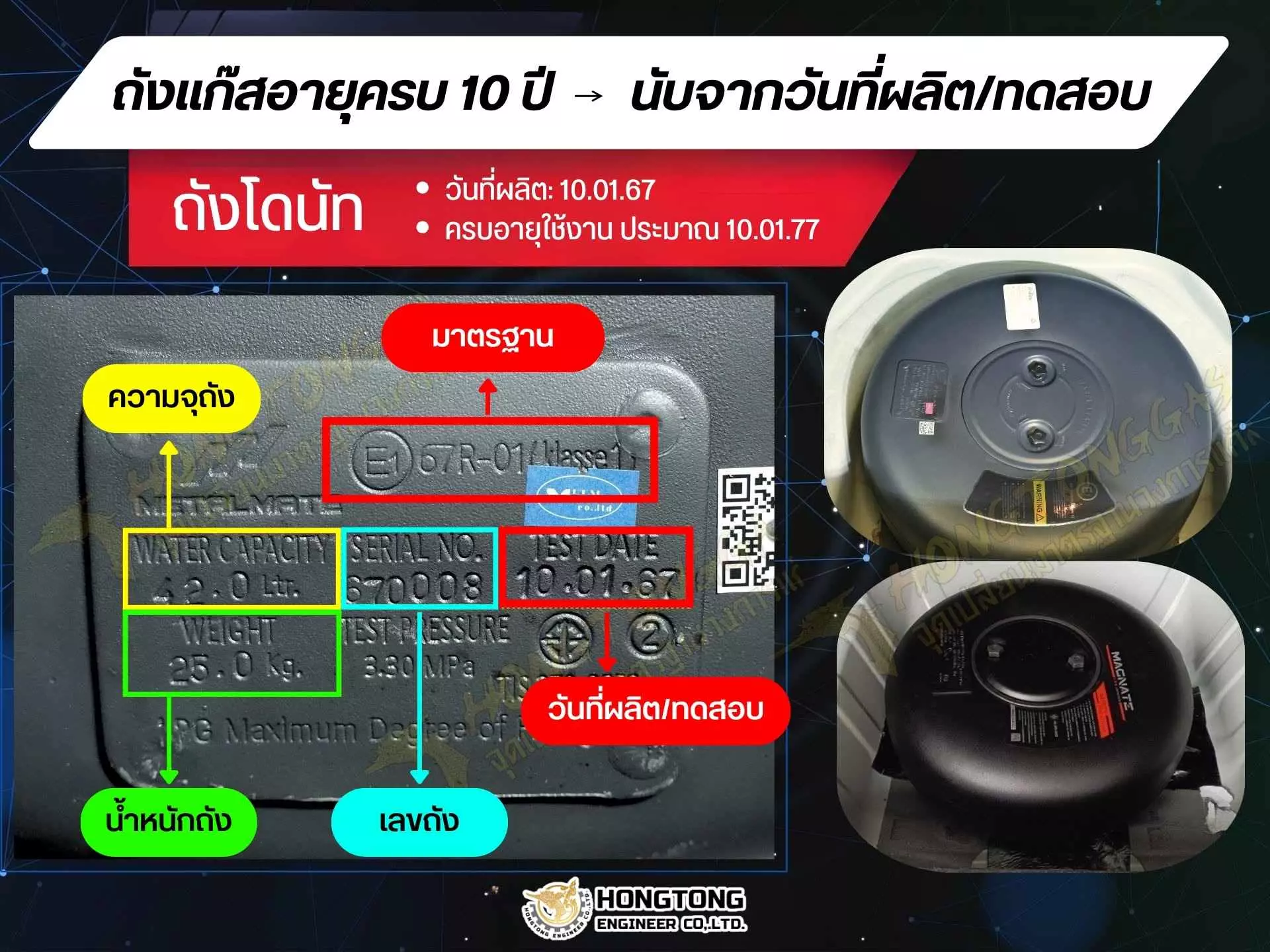 การนับอายุถังแก๊ส lpg ครบ 10 ปี หงษ์ทองเอ็นจิเนียร์ ตรวตสภาพแก๊ส