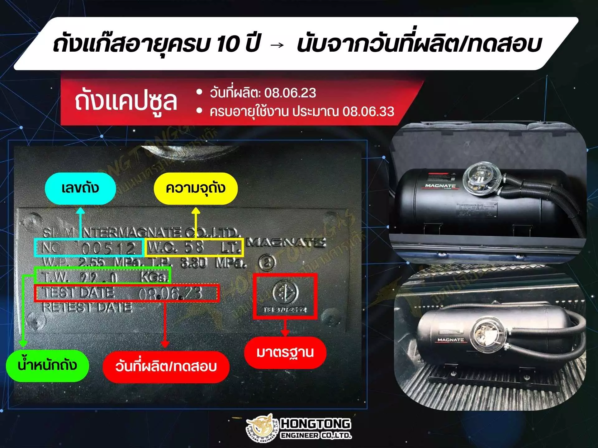 การนับอายุถังแก๊ส lpg ครบ 10 ปี หงษ์ทองเอ็นจิเนียร์ ตรวตสภาพแก๊ส