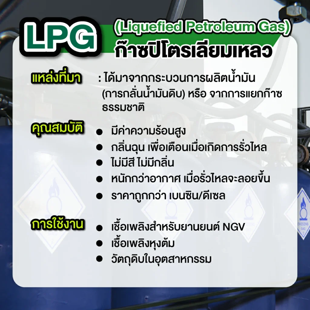 LPG คืออะไร แหล่งที่มา คุณสมบัติของก๊าซ LPG และการใช้งาน